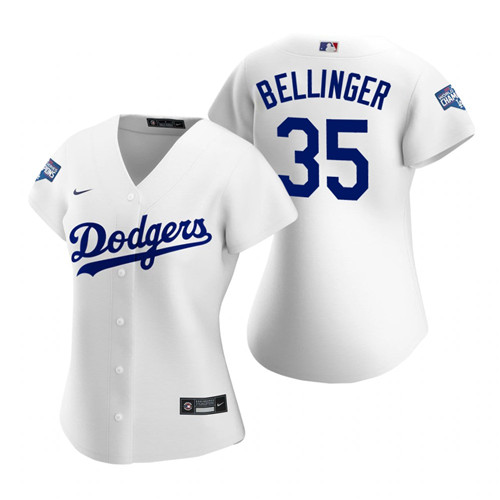 Women Los Angeles Dodgers #35 Cody Bellinger White 2020 World Series Champions Replica Jersey
