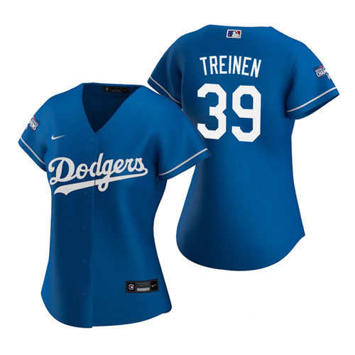 Women Los Angeles Dodgers 39 Blake Treinen Royal 2020 World Series Champions Replica Jersey