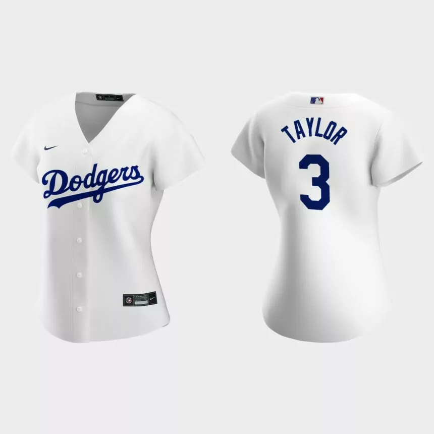 Women Los Angeles Dodgers Chris Taylor White Replica Home Jersey