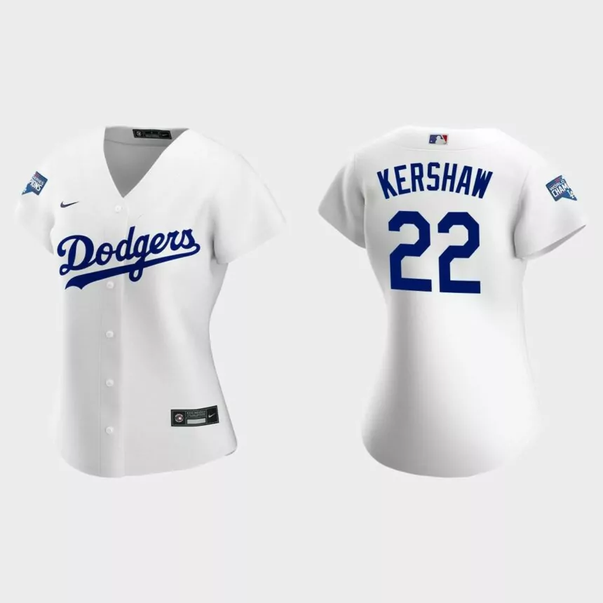 Women Los Angeles Dodgers Clayton Kershaw Black 2020 World Series Champions Home Replica Player Jersey
