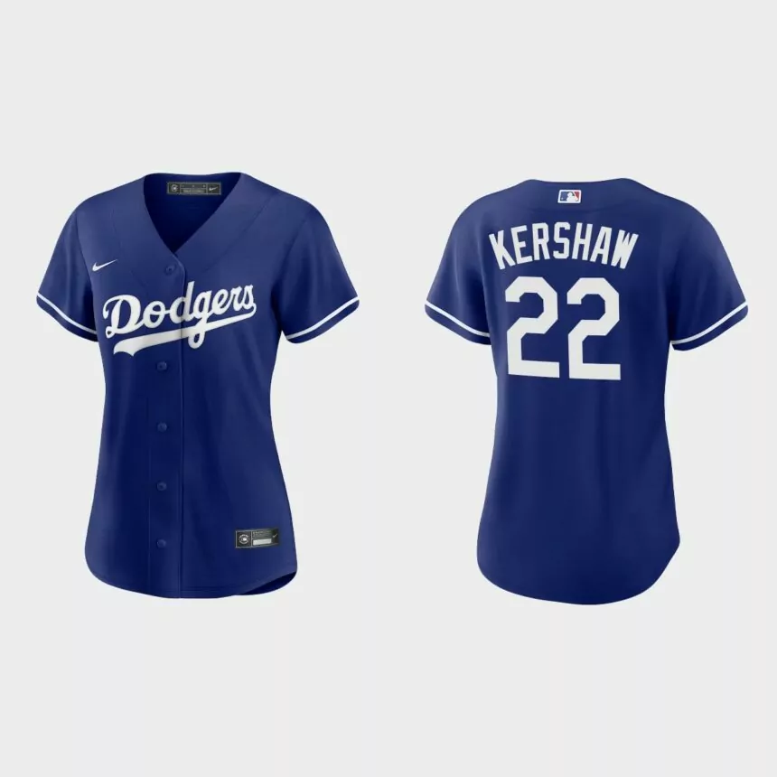Women Los Angeles Dodgers Clayton Kershaw Royal Replica Alternate Jersey