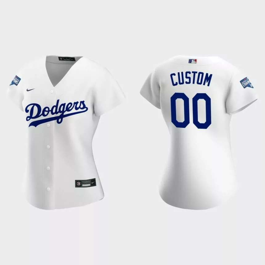 Women Los Angeles Dodgers Custom Black 2020 World Series Champions Home Replica Player Jersey
