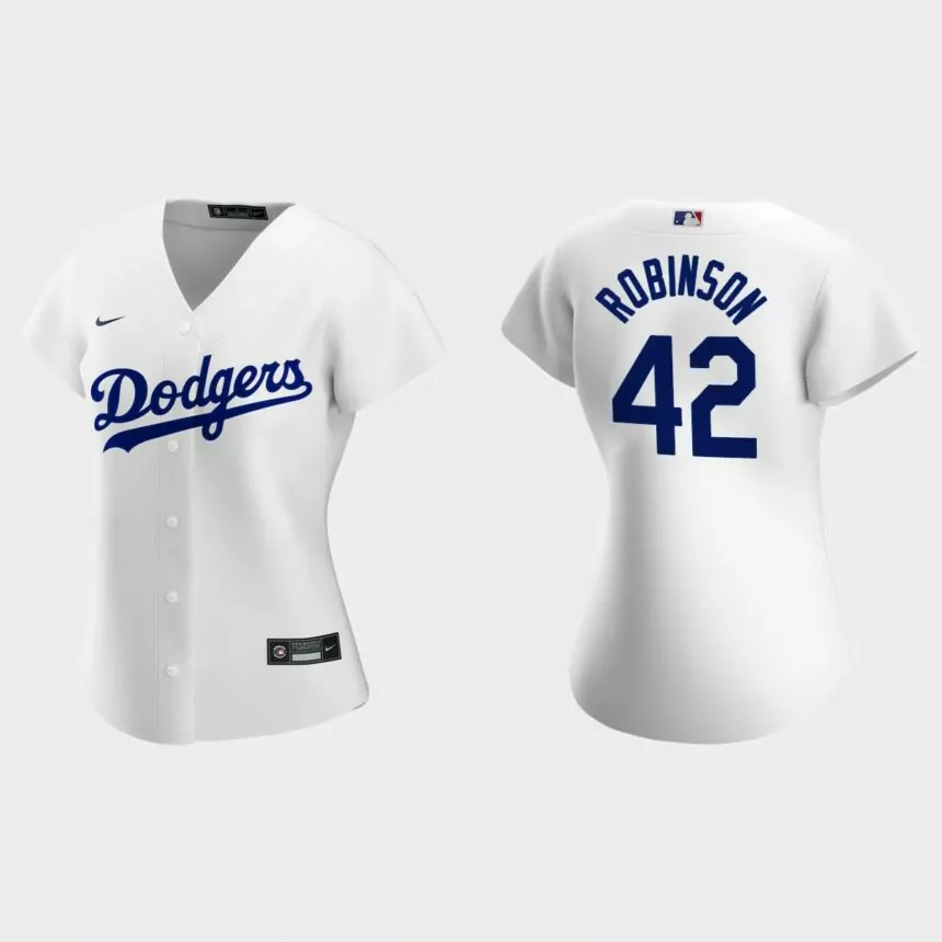 Women Los Angeles Dodgers Jackie Robinson White Replica Home Jersey