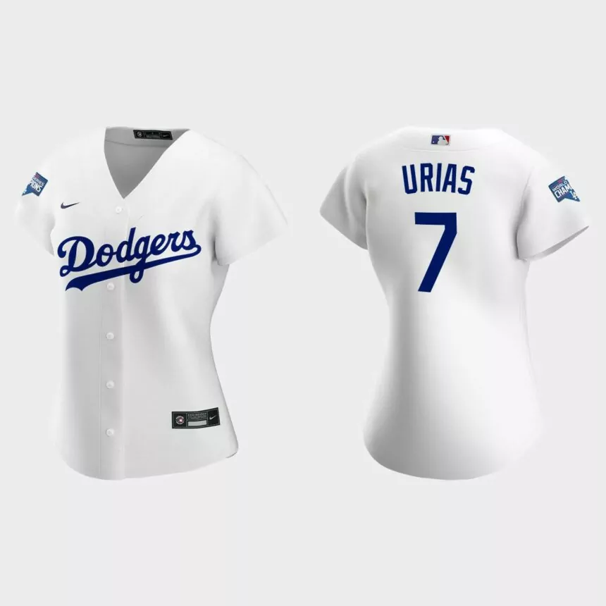 Women Los Angeles Dodgers Julio Urias Black 2020 World Series Champions Home Replica Player Jersey