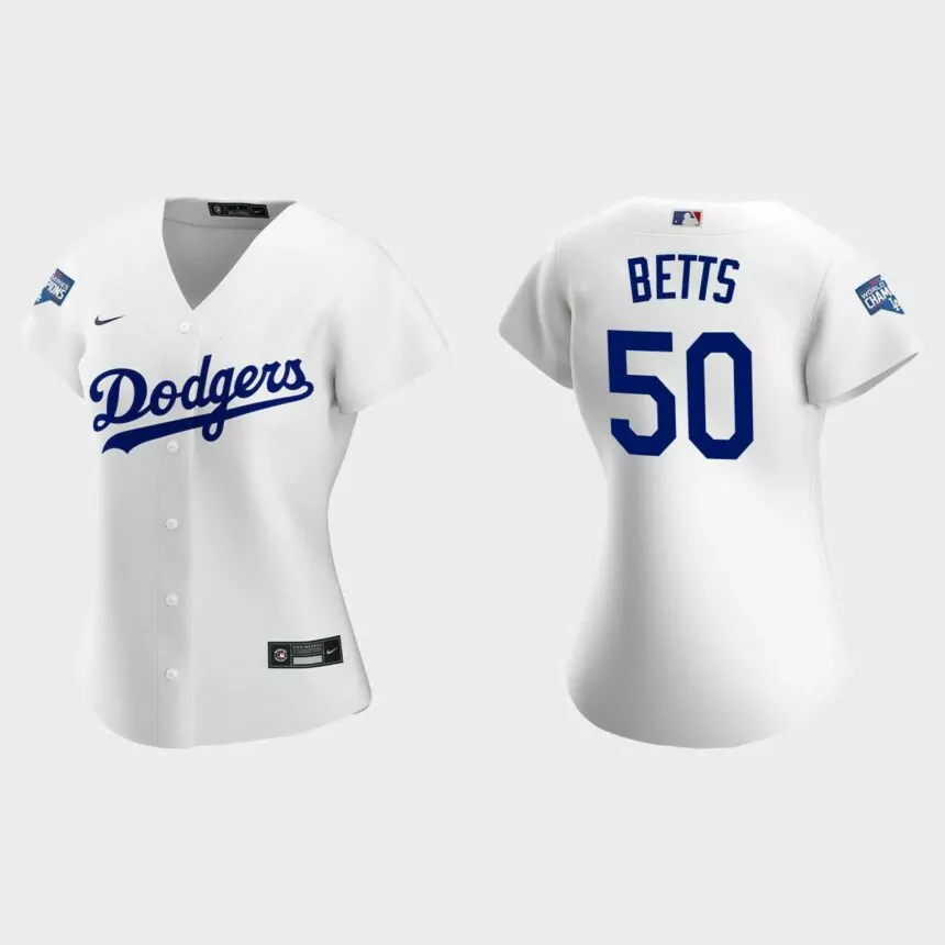Women Los Angeles Dodgers Mookie Betts Black 2020 World Series Champions Home Replica Player Jersey