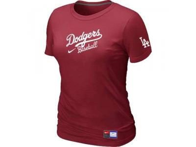 Women Los Angeles Dodgers NEW Red Short Sleeve Practice T-Shirt