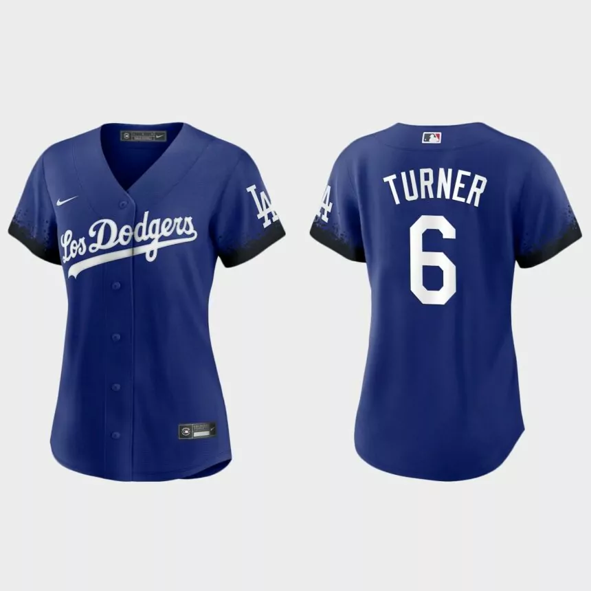 Women Los Angeles Dodgers Trea Turner Royal 2021 City Connect Replica Jersey