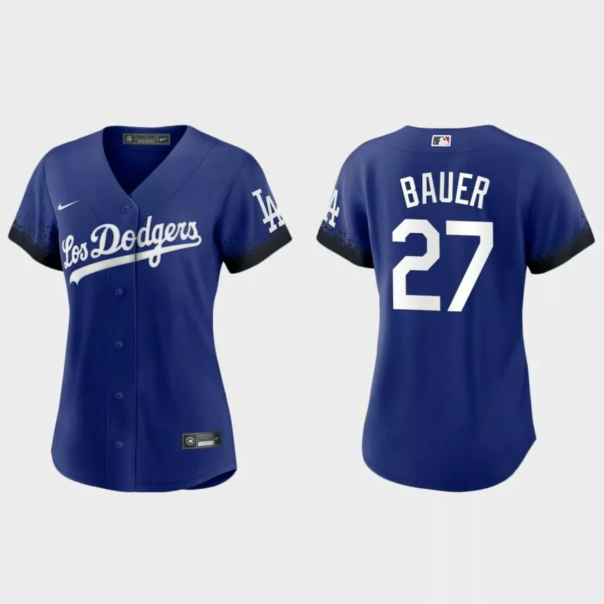 Women Los Angeles Dodgers Trevor Bauer Royal 2021 City Connect Replica Jersey