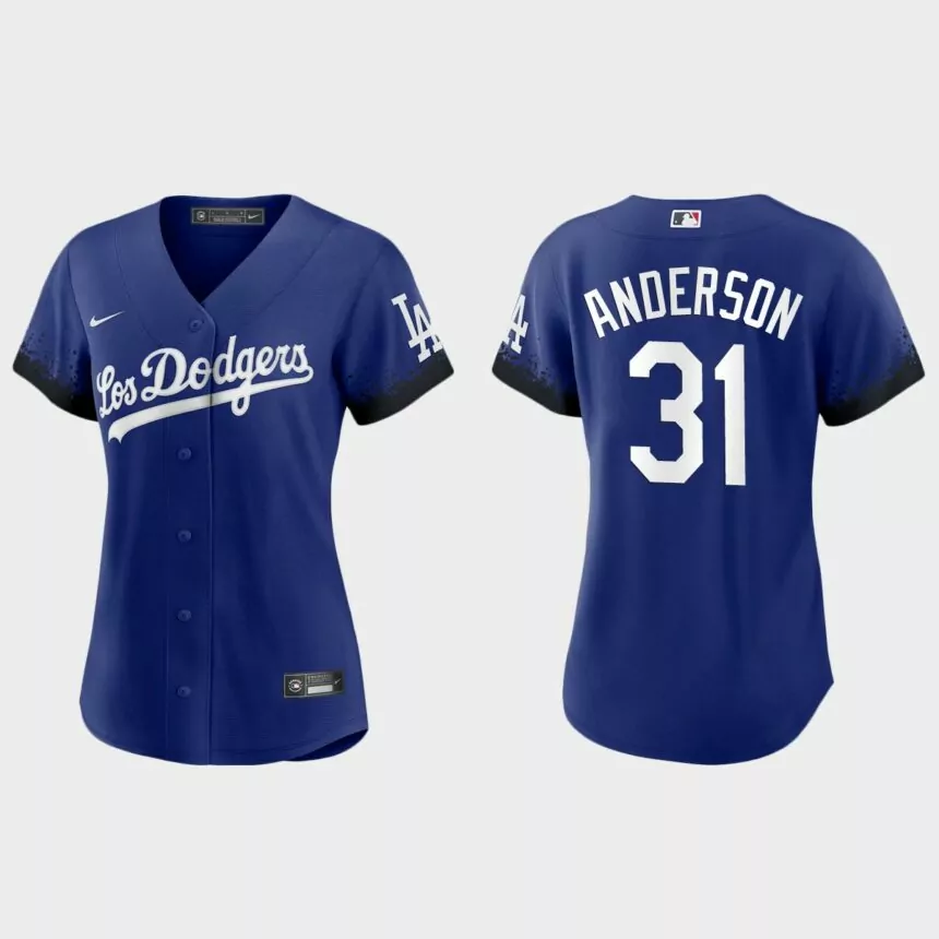 Women Los Angeles Dodgers Tyler Anderson Royal City Connect Replica Jersey