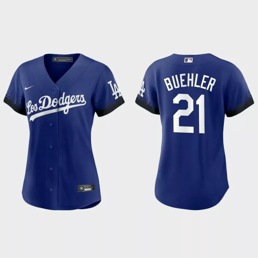 Women Los Angeles Dodgers Walker Buehler Royal 2021 City Connect Replica Jersey