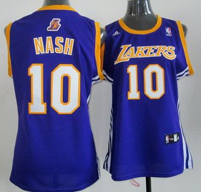 Women Los Angeles Lakers 10 Steve Nash Purple Revolution 30 Swingman NBA Jerseys