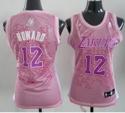 Women Los Angeles Lakers 12# Dwight Howard Pink NBA Jerseys
