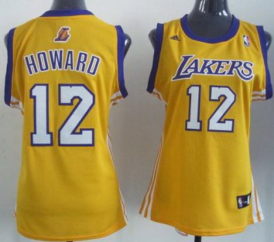 Women Los Angeles Lakers 12# Dwight Howard Yellow Revolution 30 Swingman Jerseys