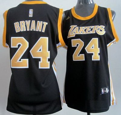 Women Los Angeles Lakers 24 Kobe Bryant Black Yellow Number Revolution 30 Swingman Jerseys