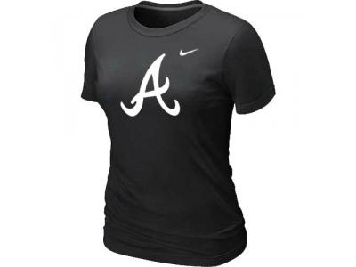 Women MLB Atlanta Braves Heathered NEW Black Blended T-Shirt