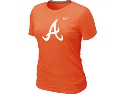 Women MLB Atlanta Braves Heathered NEW Orange Blended T-Shirt