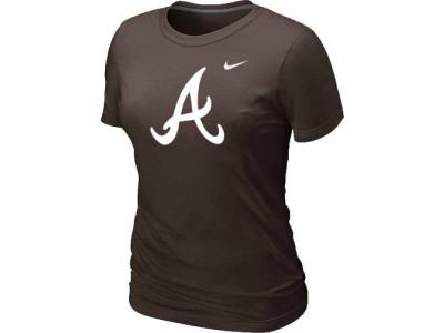 Women MLB Atlanta Braves Heathered NEWBrown Blended T-Shirt