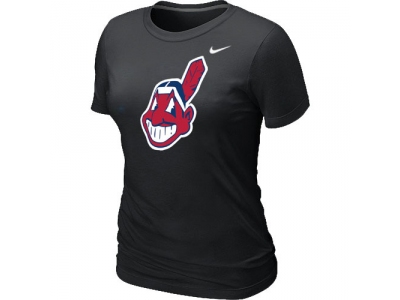 Women MLB Cleveland Indians Heathered NEW Black Blended T-Shirt
