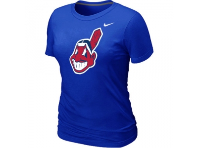 Women MLB Cleveland Indians Heathered NEW Blue Blended T-Shirt