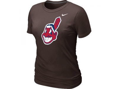 Women MLB Cleveland Indians Heathered NEW Brown Blended T-Shirt