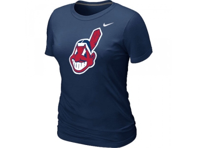 Women MLB Cleveland Indians Heathered NEW D.Blue Blended T-Shirt