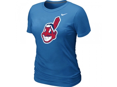 Women MLB Cleveland Indians Heathered NEW L.blue Blended T-Shirt