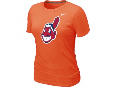 Women MLB Cleveland Indians Heathered NEW Orange Blended T-Shirt