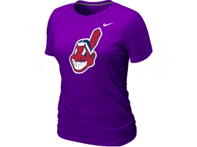 Women MLB Cleveland Indians Heathered NEW Purple Blended T-Shirt