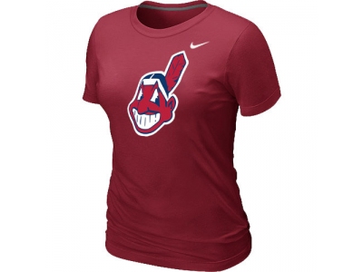 Women MLB Cleveland Indians Heathered NEW Red Blended T-Shirt