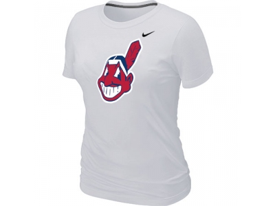 Women MLB Cleveland Indians Heathered NEW White Blended T-Shirt