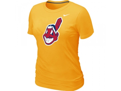 Women MLB Cleveland Indians Heathered NEW Yellow Blended T-Shirt