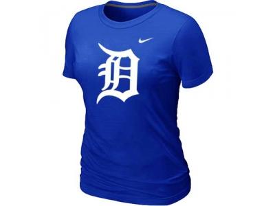 Women MLB Detroit Tigers Heathered Blue NEW Blended T-Shirt