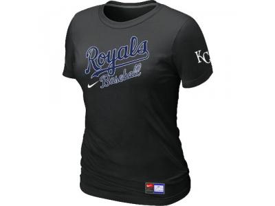 Women MLB Kansas City Royals Black NEW WShort Sleeve Practice T-Shirt