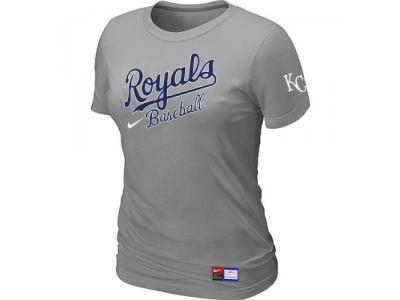 Women MLB Kansas City Royals L.Grey NEW Short Sleeve Practice T-Shirt