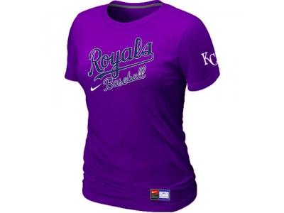 Women MLB Kansas City Royals Purple NEW Short Sleeve Practice T-Shirt