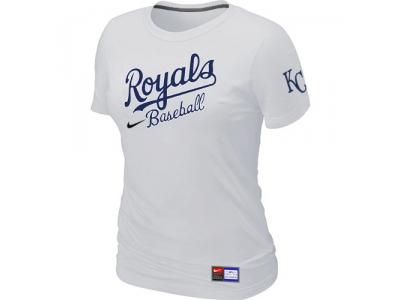 Women MLB Kansas City Royals White NEW Short Sleeve Practice T-Shirt