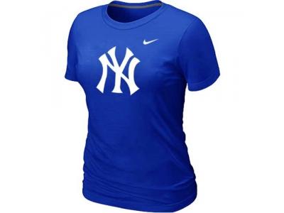 Women MLB New York Yankees Heathered Blue NEW Blended T-Shirt