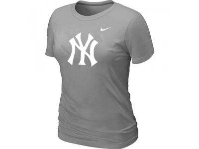 Women MLB New York Yankees Heathered L.Grey NEW Blended T-Shirt