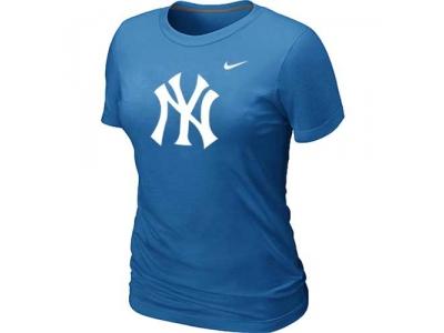 Women MLB New York Yankees Heathered L.blue NEW Blended T-Shirt