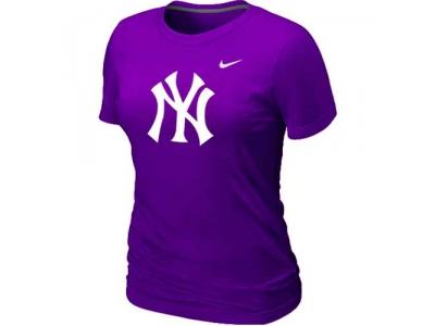 Women MLB New York Yankees Heathered Purple NEW Blended T-Shirt