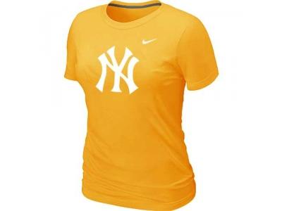 Women MLB New York Yankees Heathered Yellow NEW Blended T-Shirt