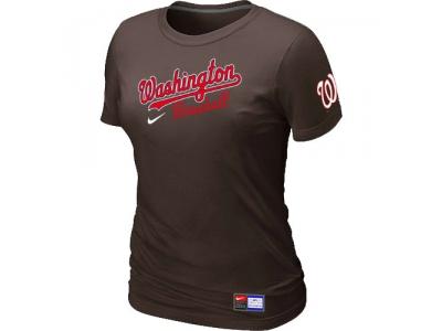 Women MLB Washington Nationals Brown NEW Short Sleeve Practice T-Shirt