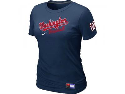 Women MLB Washington Nationals D.Blue NEW Short Sleeve Practice T-Shirt