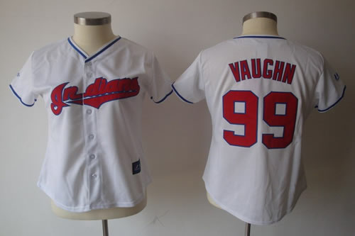 Women Majestic Cleveland Indians 99 Vaughn white Jerseys