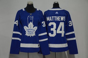 Women Maple Leafs 34 Auston Matthews Blue Adidas Jersey