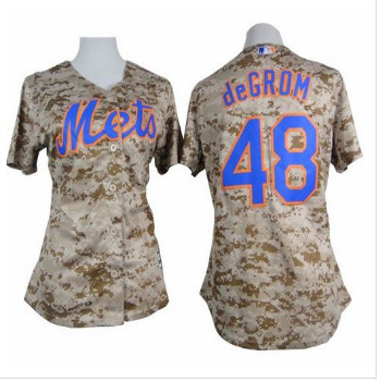 Women Mets #48 Jacob deGrom Camo Fashion Stitched Baseball Jersey