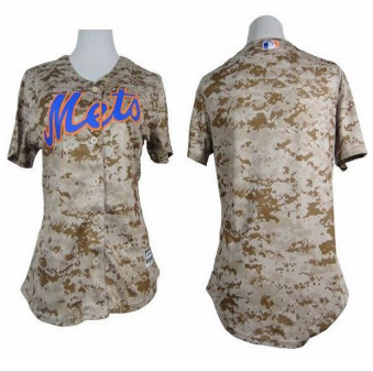 Women Mets Blank Camo Fashion Stitched Baseball Jersey