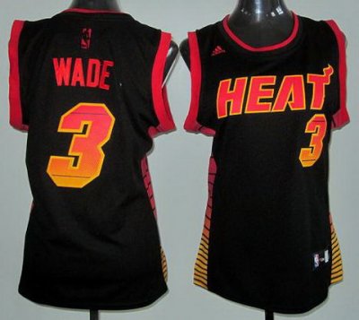 Women Miami Heat 3 Dwyane Wade Black Vibe Fashion Swingman Jerseys