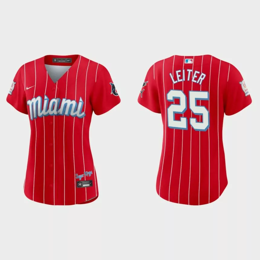 Women Miami Marlins Al Leiter Red 2021 City Connect Replica Jersey