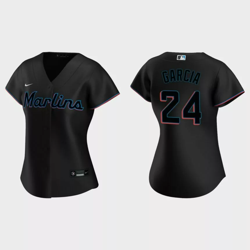 Women Miami Marlins Avisail Garcia Black Replica Jersey